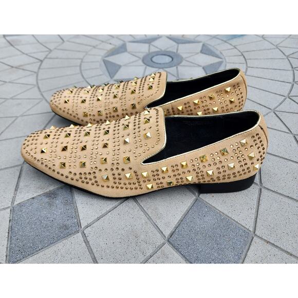 Asher Green Tonal Crystal Studded Suede Smoking Loafer Dress Shoes 14 - Picture 11 of 12